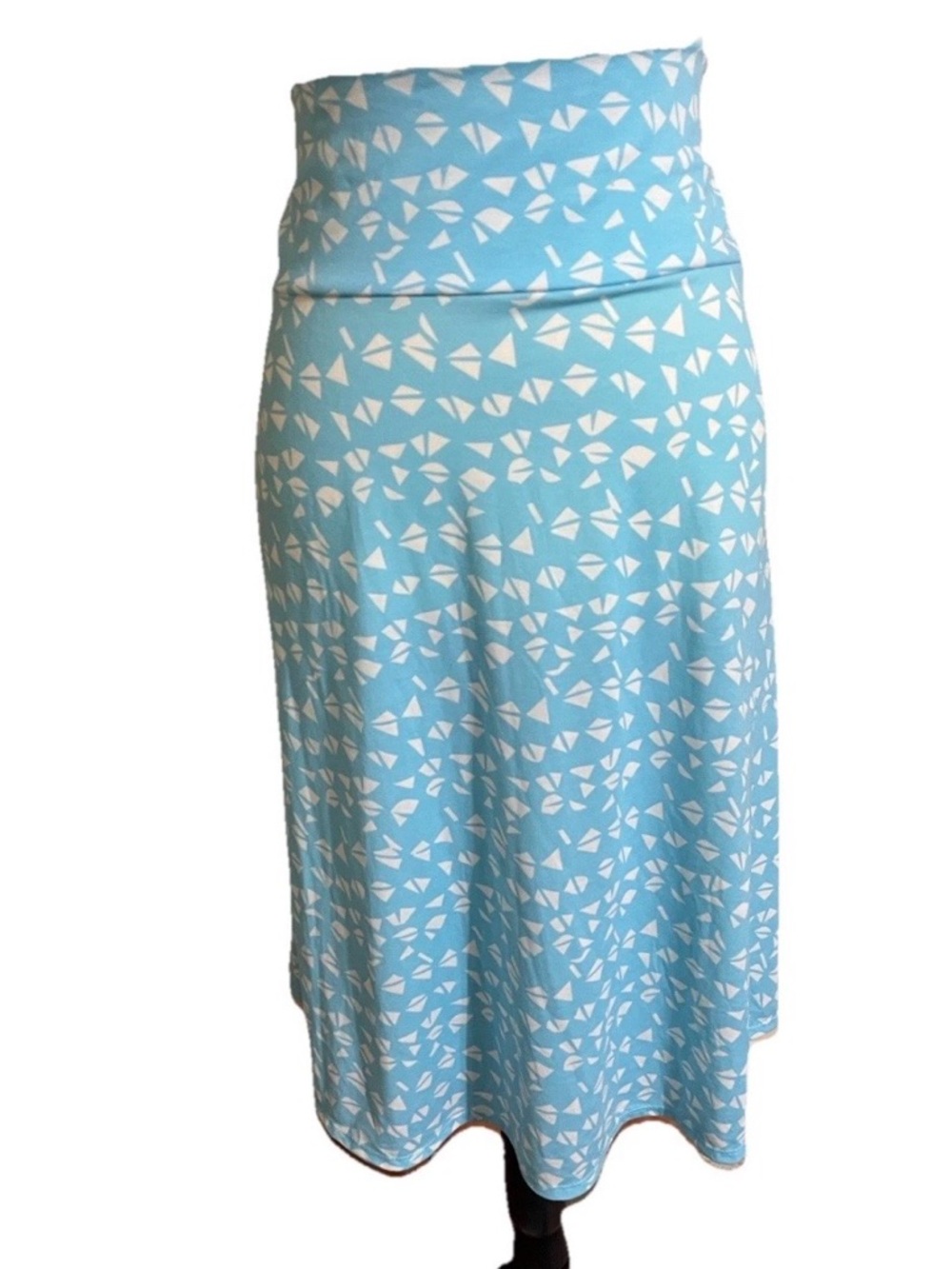 LuLaRoe A-Line Skirt Sz 3XL AZURE Geometric Print Closet Staple Feminine Flowy